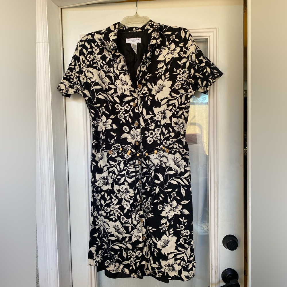 Floral Black and White Dress